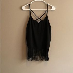 Charlotte Russe black fringe crop too